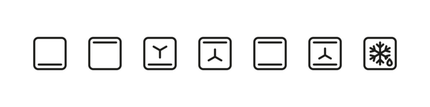 Grill oven multiple heating mode icons. Cooking modes button set.