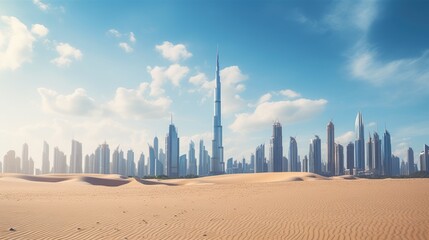 Dubai Dreams: City Skyline against Desert Backdrop