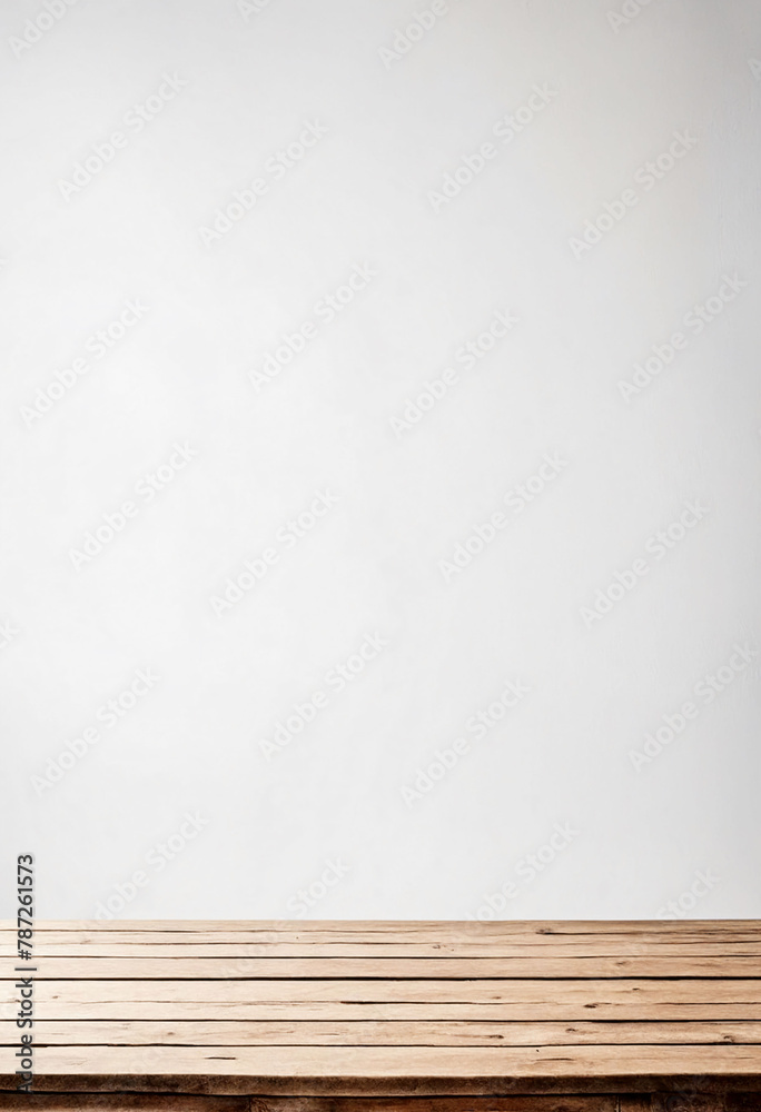 Aufkleber White background with an empty wooden table and plenty of room for your branding and copy. Use as a montage for a product display. Vintage style concept