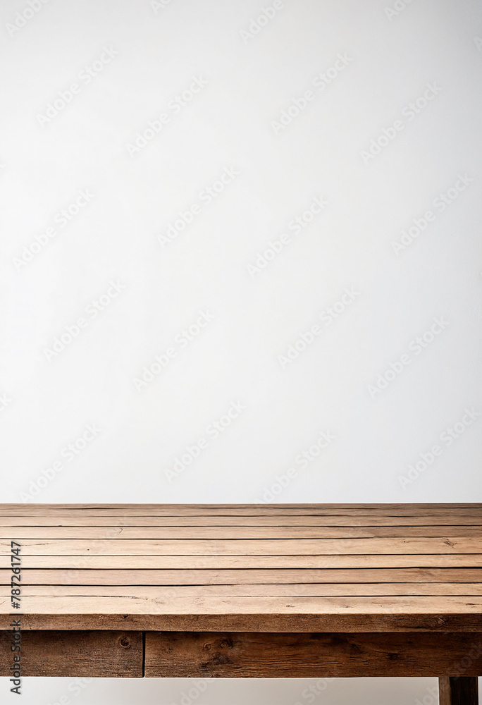 Aufkleber White background with an empty wooden table and plenty of room for your branding and copy. Use as a montage for a product display. Vintage style concept