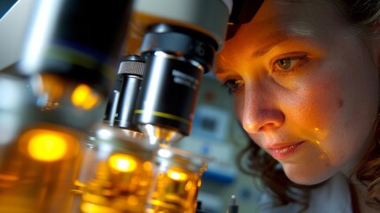 A scientist peers through a microscope studying a singlecelled organism known for its ability to produce large amounts of oils and fats. These oils can then be converted into biodiesel .
