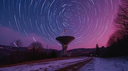 Celestial Discoveries: Radio Telescope Pointed at Stars - obrazy, fototapety, plakaty