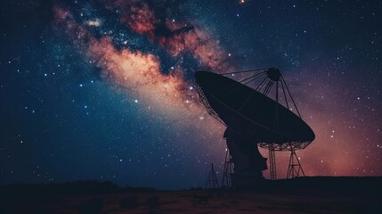 Stargazing Science: Radio Telescope Observing Stars - obrazy, fototapety, plakaty