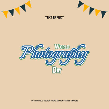 World [photography day text effect fully editable with high quality