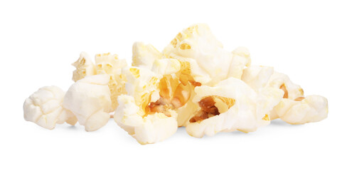 Fresh popcorn isolated on white. Tasty snack