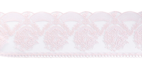 Beautiful lace isolated on white, top view