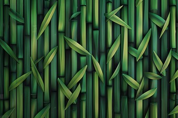 Geometric bamboo design, minimalist lines and green shades, abstract art, 