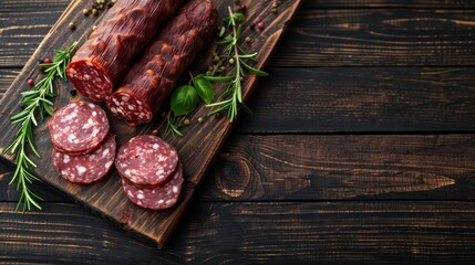 a sliced sausage on a cutting board