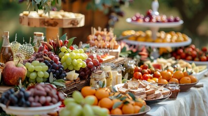 Fototapeta na wymiar a table full of fruit and vegetables