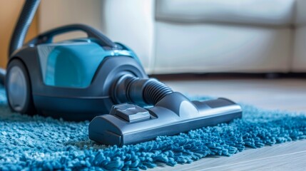 a vacuum cleaner on a rug