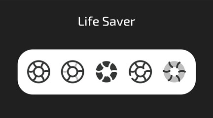 Life Saver icons in 5 different styles as vector