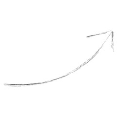 Ink arrow illustration isolated. Grunge arrow icon. Sketch curved arrow. Hand drawn arrow