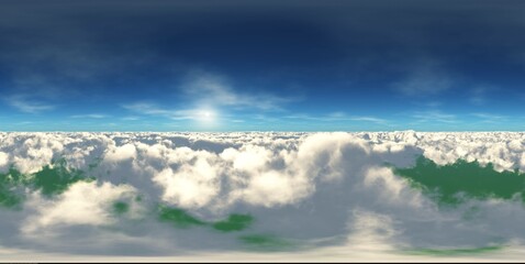 Panorama of clouds, HDRI, environment map , Round panorama, spherical panorama, equidistant projection, panorama 360, flying above the clouds,sky above the clouds, 3D rendering - 787267181