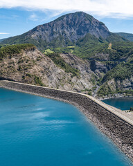 Dam of the Lake of Serre-Poncon, one of the largest reservoirs in Europe, France