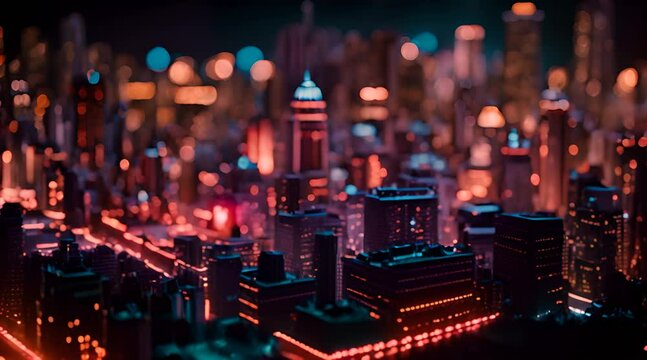 A Shimmering Cityscape, A Miniature Urban Landscape Illuminated