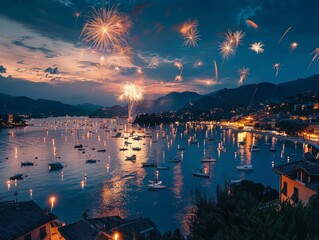 Patron Saint Festival fireworks Italy - obrazy, fototapety, plakaty