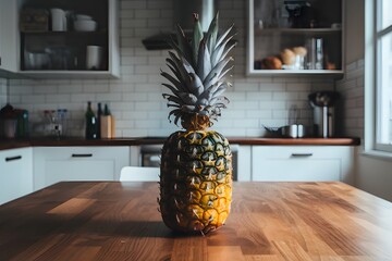 Pineapple fruit showcased beautifully on the kitchen table