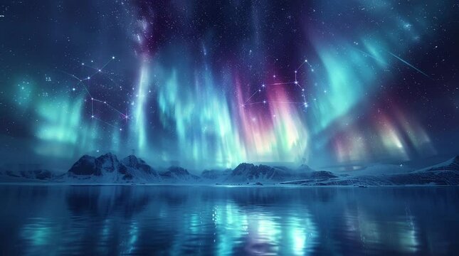 Aurora background in the night sky