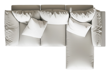 White Modern Sofa. Floorplan Top View. Interior Design Mock-up. Ai Generative