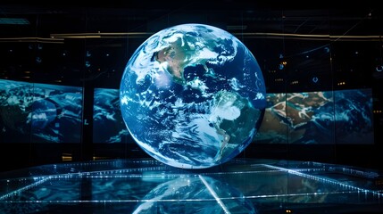 Holographic Earth: Scientists' Revolutionary Tool for Real-Time Climate Change Management - obrazy, fototapety, plakaty