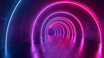 Futuristic Neon Tunnel: A Vivid Journey Through Luminous Space