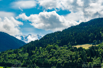 Alpine scenery with clouds in the Austrian Alps (Schruns, Austria)