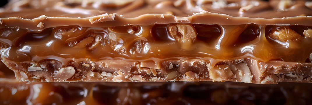 Close-Up Shot of Layers Inside an Oh Henry Candy Bar - Delightful Exploration of Taste and Texture