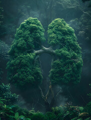 Majestic Tree Lungs in Verdant Forest Symbolizing Earth s Vital Ecology and Environmental Conservation