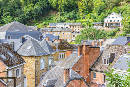 View over rooftops in the old center of La Roche-en-Ardenne, Belgium