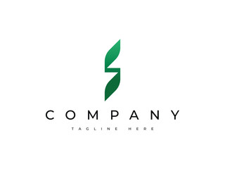 letter S eco leaf logo design