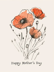 Happy Mother s Day card with poppies.