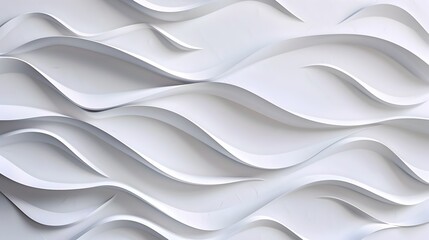 Serene 3D Waves Wall Art: A Luxurious Expression of Peace and Minimalist Design - obrazy, fototapety, plakaty