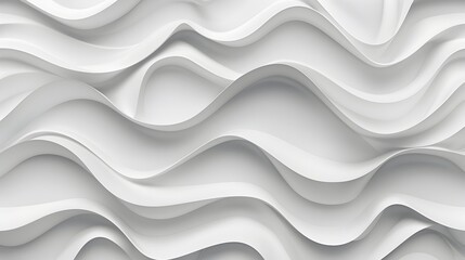 Minimalist 3D Wave Design in White: Dynamic Seamless Pattern for Wall Panels