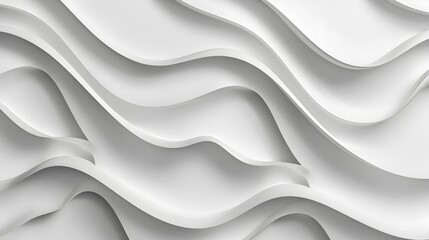 Elegant Modern Wall Panel: Stunning 3D Waves with Soft Shadows - obrazy, fototapety, plakaty