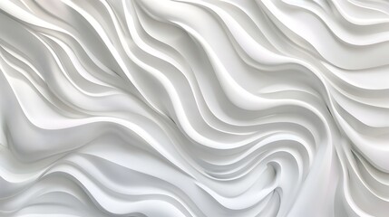 Fototapeta premium Captivating 3D White Wave Pattern with Dynamic Light Play for Modern Wall Decor