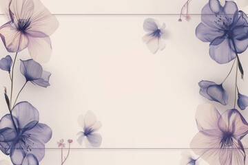 A beautiful watercolor painting of purple and blue flowers on a beige background.