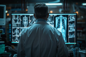 Medical Professional Analyzing Radiology Scans