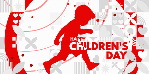 happy children's day - banner, vector illustration