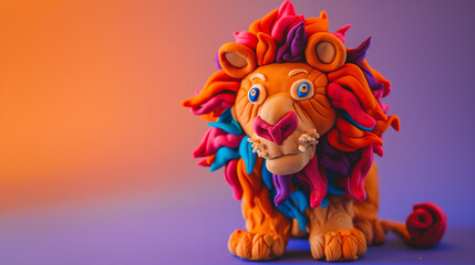 Leão colorido feito de massinha de modelar - obrazy, fototapety, plakaty