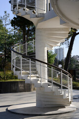 The white spiral staircase in the park