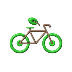 Eco bicycle 3d vector icon. Eco, bicycle, 3d, icon, cycling, riding, health, bike, electric, pedal, green, ecological, transportation. Eco bicycle vector 3D icon.