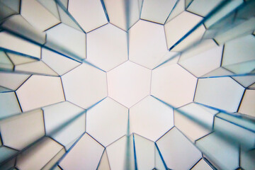 Blue and White Hexagonal Pattern Close-Up