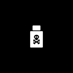 Bottle of poison sketch icon isolated on  black background. 