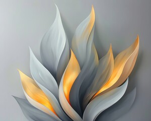 Isolated painting of a grey and gold flame, elegant and sophisticated, subtle shimmer,  - obrazy, fototapety, plakaty