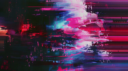A Surreal Collision Of Digital Glitch Art And Abstract Expressionism, Where Pixels And Brushstrokes Meld Into A Chaotic Yet Harmonious Composition