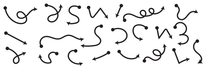 Arrow doodle vector set. Arrow sketch vector set. Arrow hand drawn vector set.