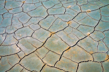 Desert varnish. A dry period (drought season) and the lake in the desert dried up
