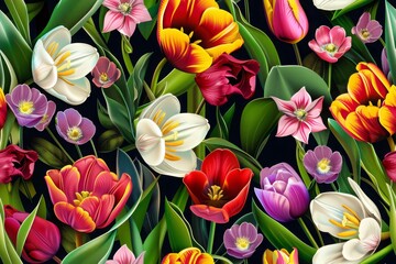 Obraz na płótnie Canvas flower illustration, tile image, used as background