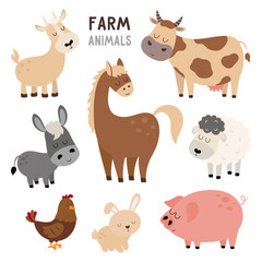 cartoon farm animal set