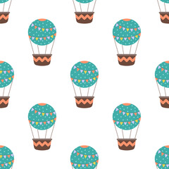 seamless pattern with hot air balloon
